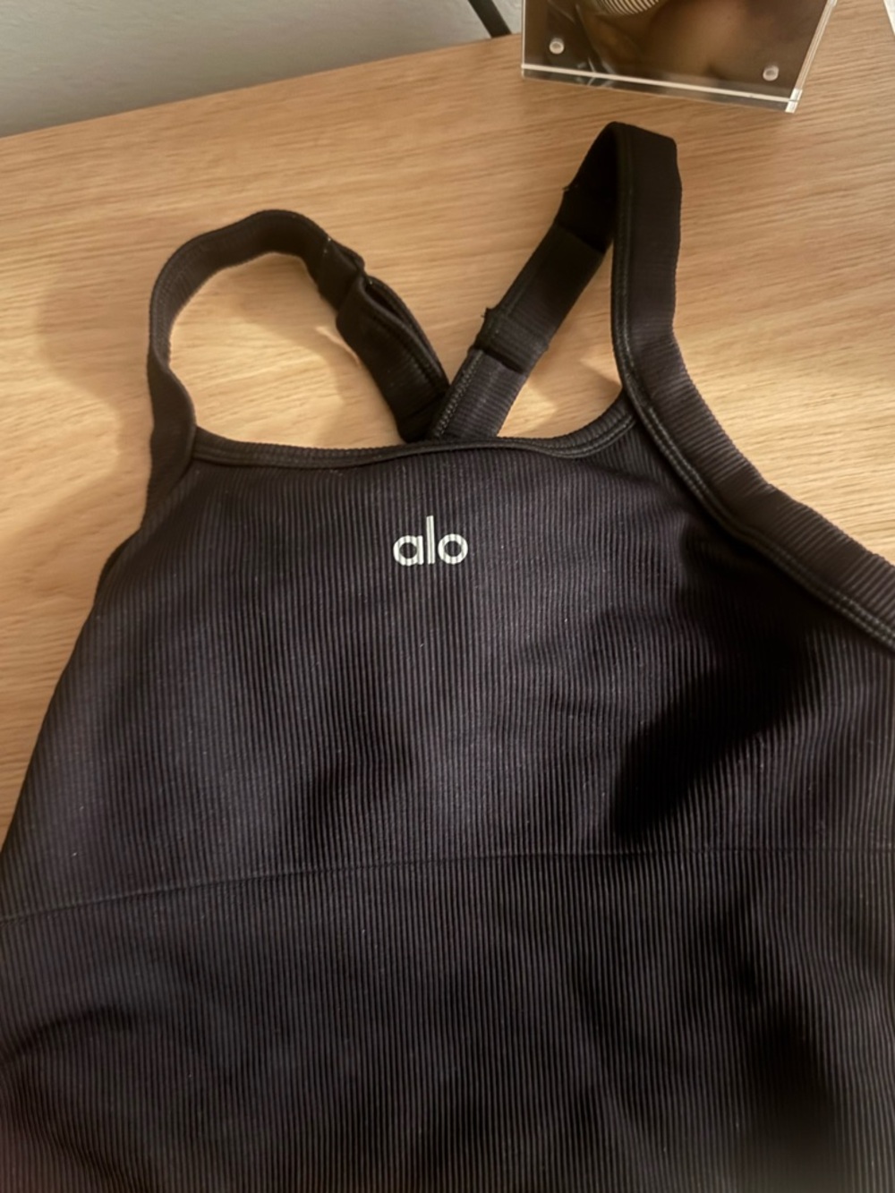 ALO Yoga Black Ribbed Tank Top